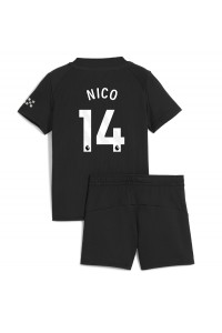 Manchester City Nico Gonzalez #14 Jalkapallovaatteet Lasten Vieraspeliasu 2025-26 Lyhythihainen (+ Lyhyet housut)